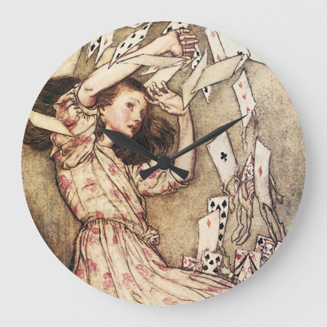 Alice in Wonderland Flying Cards Clock (Front)