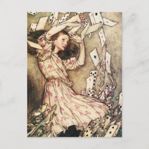 Alice in Wonderland Flying Cards Postcard