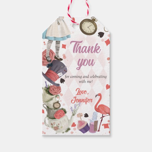 Alice in Wonderland Girl Baby Shower Gift Tag (Front)