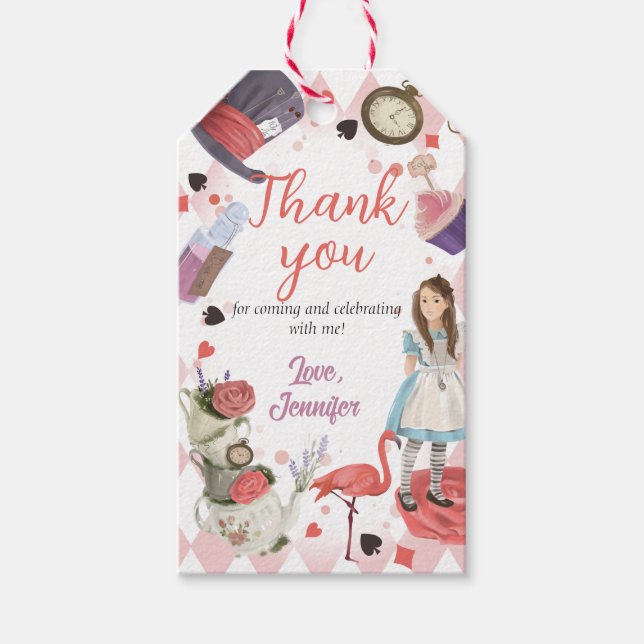 Alice in Wonderland Girl Birthday Gift Tag (Front)