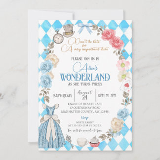 Alice in Wonderland, Girls Birthday Tea for Two Invitation