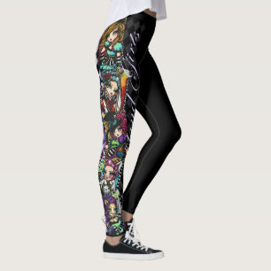 Alice in Wonderland Girls Mad Hatter Cheshire Cat Leggings