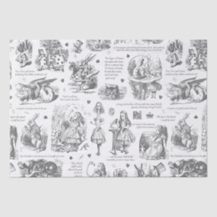 Alice in Wonderland Grey Toile Quotes Tissue Paper
