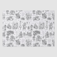 Alice in Wonderland Grey White Toile Quotes