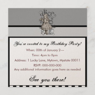 Alice in Wonderland Grunge Invitation
