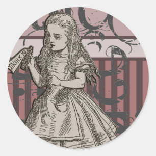 Alice In Wonderland Grunge (Pink) Classic Round Sticker