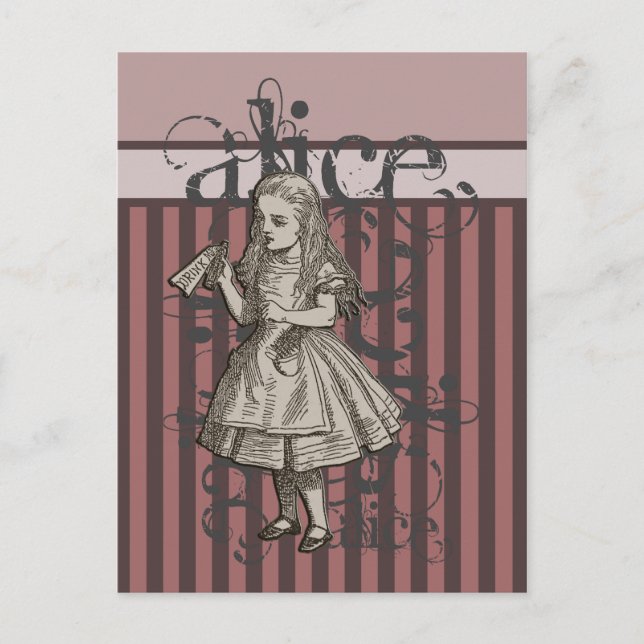 Alice In Wonderland Grunge (Pink) Postcard (Front)