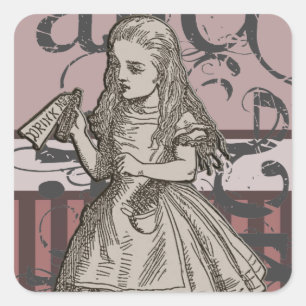 Alice In Wonderland Grunge Square Sticker