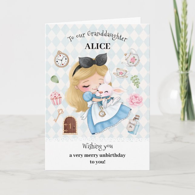 Alice in Wonderland Happy Unbirthday Greeting Card (Front)