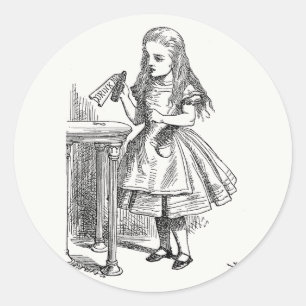Alice in Wonderland, Holding the "Drink Me" Bottle Classic Round Sticker