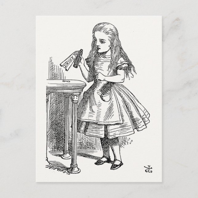 Alice in Wonderland, Holding the "Drink Me" Bottle Postcard (Front)