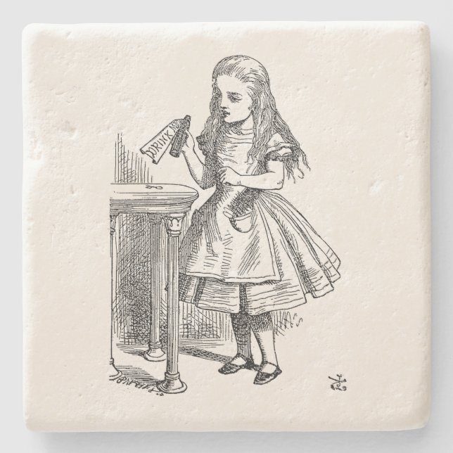 Alice in Wonderland, Holding the "Drink Me" Bottle Stone Coaster (Front)