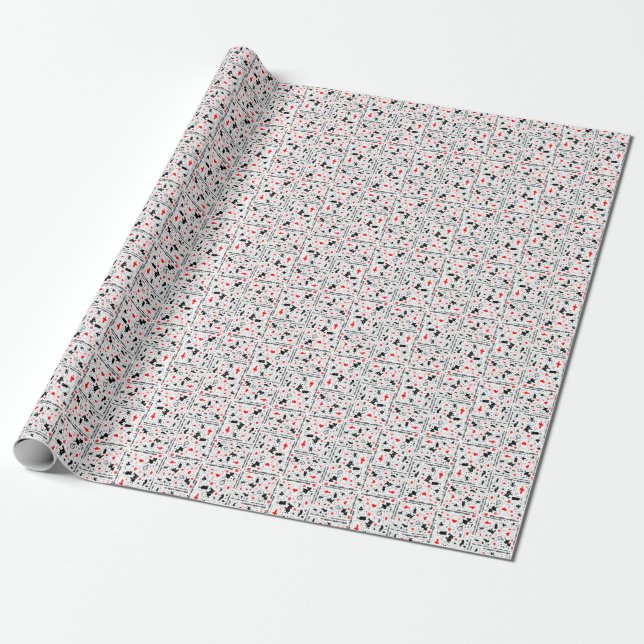 Alice in Wonderland in Black White Red on White Wrapping Paper (Unrolled)