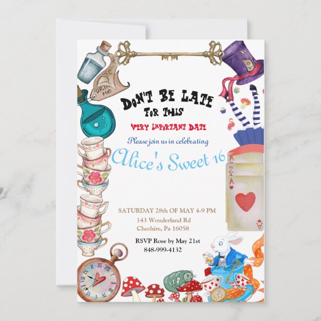 Alice In Wonderland Invitation (Front)