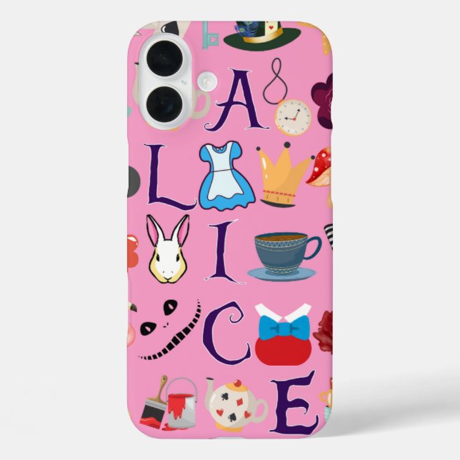 Alice in Wonderland iPhone 16 case design (Back)