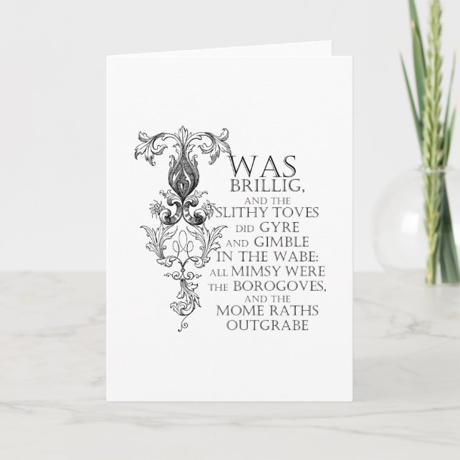 Alice In Wonderland Jabberwocky Poem Greeting Card (Front)