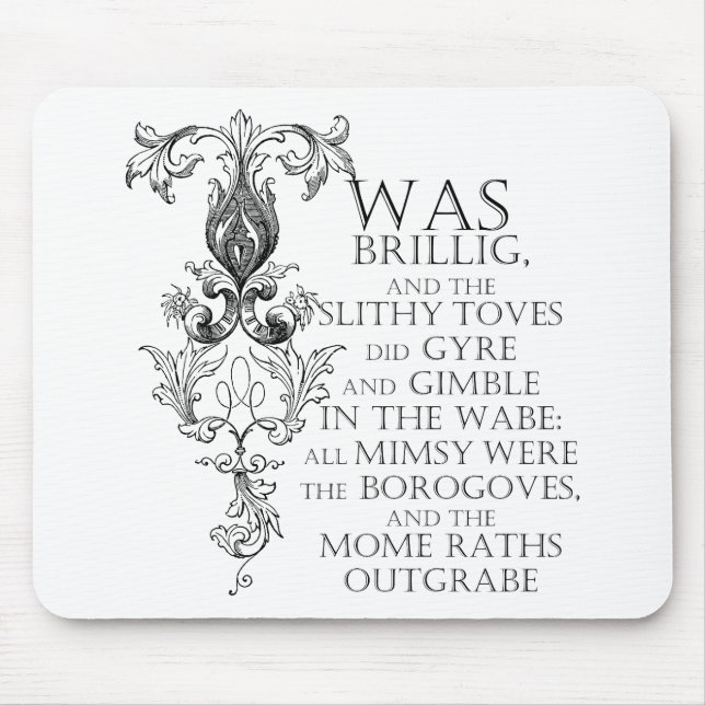 Alice In Wonderland Jabberwocky Poem Mousepad (Front)