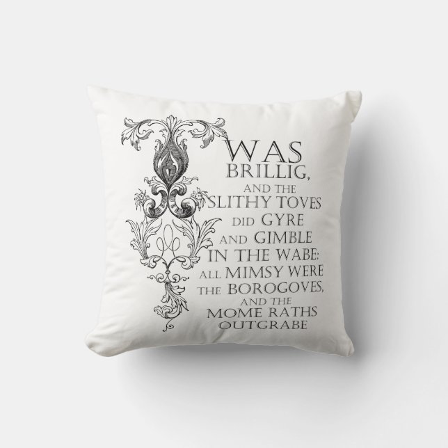 Alice In Wonderland Jabberwocky Poem Throw Pillow (Front)