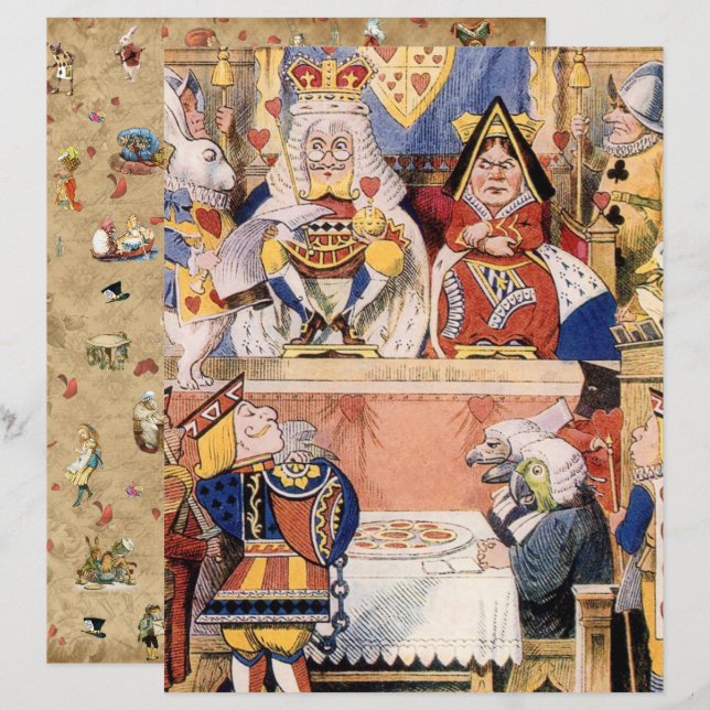 Alice in Wonderland,Knave of Heart Scrapbook Paper (Front/Back)