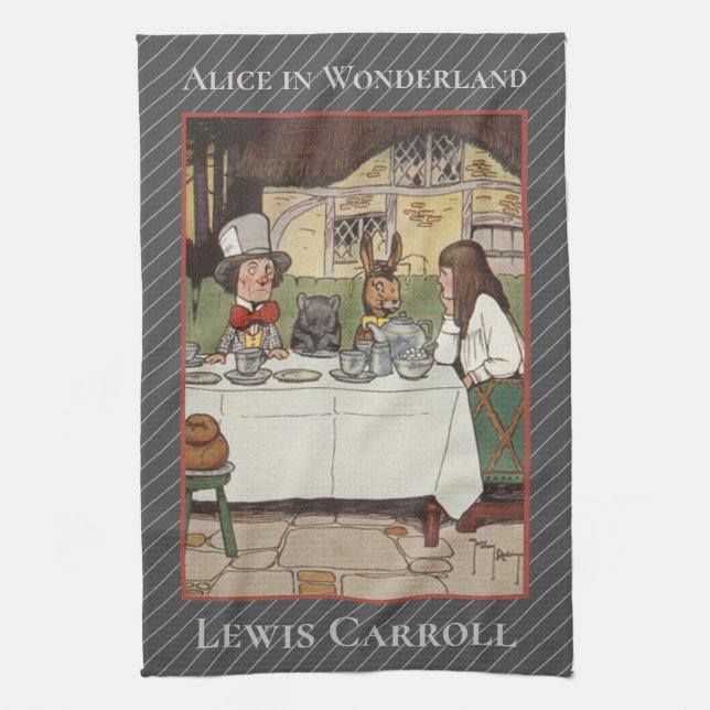 ALICE IN WONDERLAND,  LEWIS CARROLL CLASSIC NOVEL  TEA TOWEL (Vertical)