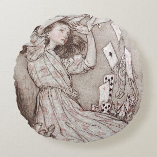 Alice In Wonderland Lewis Carroll Rackham Round Cushion