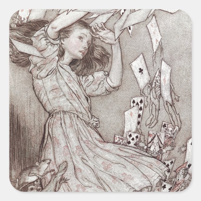 Alice In Wonderland Lewis Carroll Rackham Square Sticker (Front)