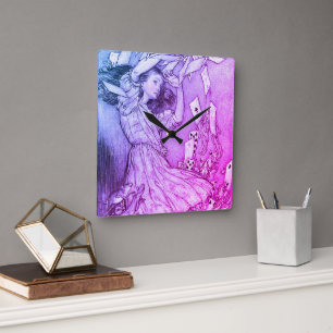 Alice In Wonderland Lewis Carroll Rackham Square Wall Clock