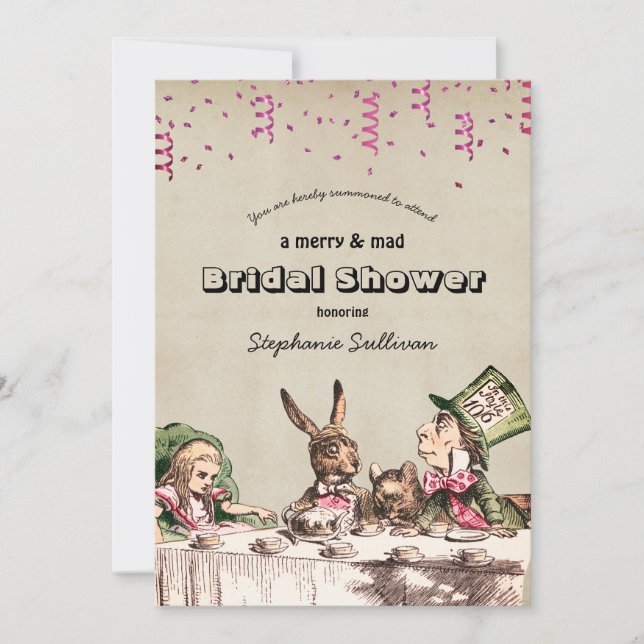 Alice In Wonderland Mad Bridal Shower Invitation (Front)