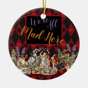 Alice in Wonderland Mad Cheshire Cat Ceramic Tree Decoration