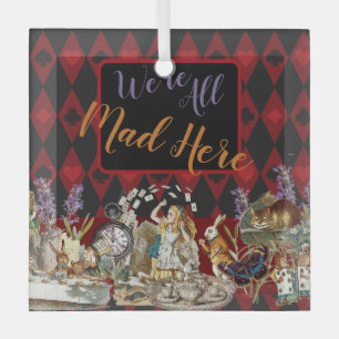 Alice in Wonderland Mad Cheshire Cat Glass Tree Decoration