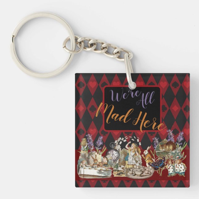 Alice in Wonderland Mad Cheshire Cat Key Ring (Front)