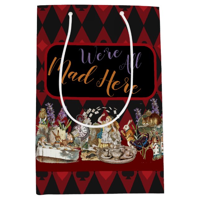 Alice in Wonderland Mad Cheshire Cat Medium Gift Bag (Front)