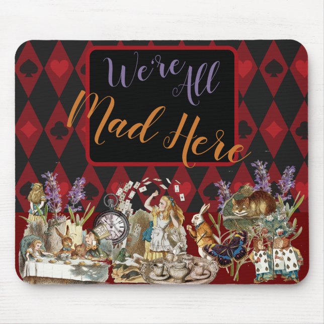 Alice in Wonderland Mad Cheshire Cat Mouse Mat (Front)