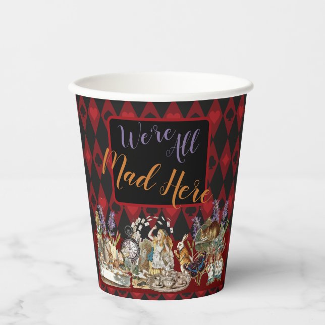 Alice in Wonderland Mad Cheshire Cat Paper Cups (Front)