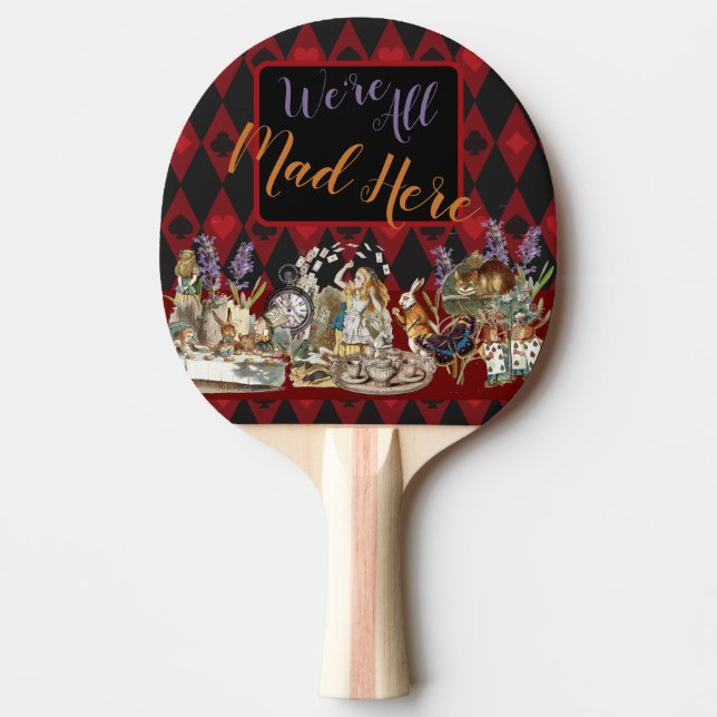 Alice in Wonderland Mad Cheshire Cat Ping Pong Paddle (Front)