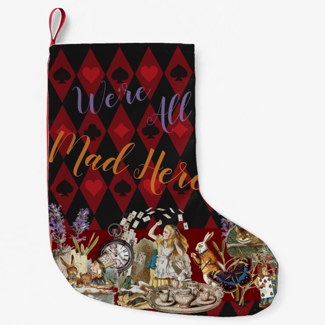 Alice in Wonderland Mad Cheshire Cat Small Christmas Stocking (Front)