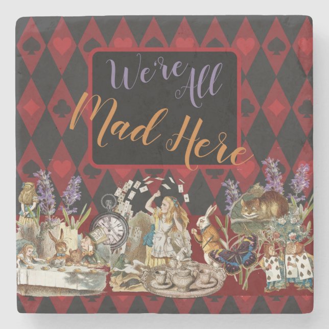 Alice in Wonderland Mad Cheshire Cat Stone Coaster (Front)