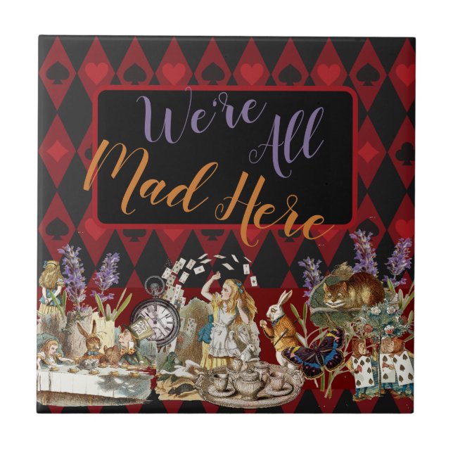 Alice in Wonderland Mad Cheshire Cat Tile (Front)