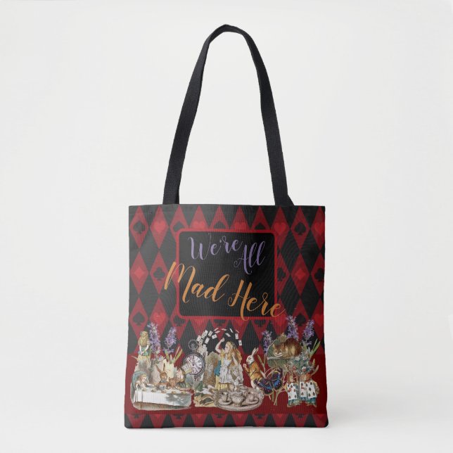 Alice in Wonderland Mad Cheshire Cat Tote Bag (Front)