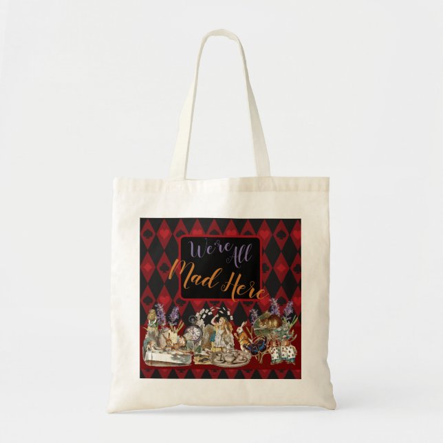 Alice in Wonderland Mad Cheshire Cat Tote Bag (Front)