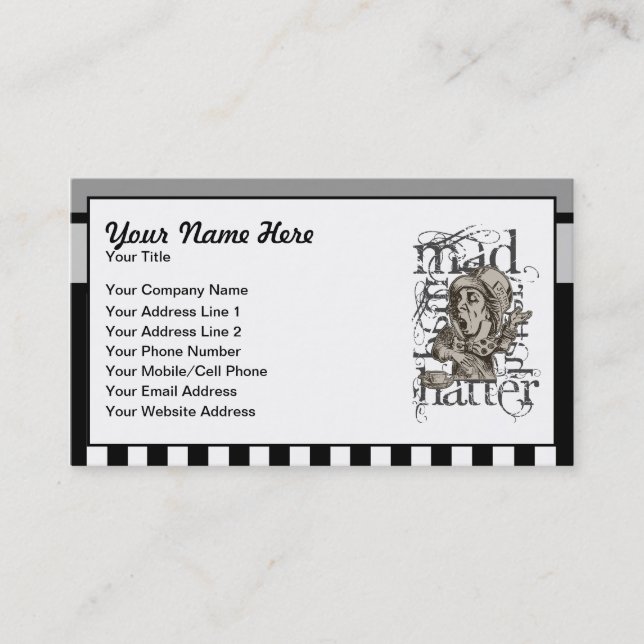 Alice In Wonderland Mad Hatter Grunge Business Card (Front)