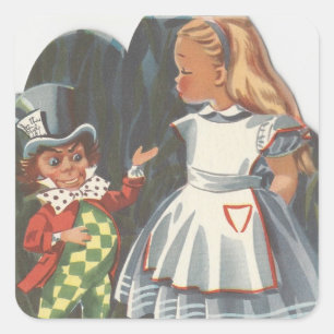 Alice In Wonderland & Mad Hatter Square Sticker