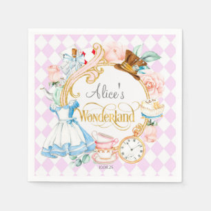 Alice in Wonderland, Mad hatter tea party birthday Napkin