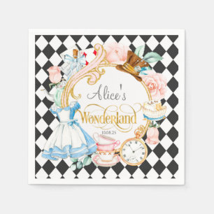 Alice in Wonderland, Mad hatter tea party birthday Napkin