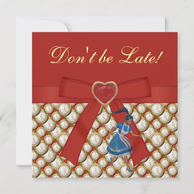 Alice in Wonderland Mad Hatter Tea Party Invites (Front)