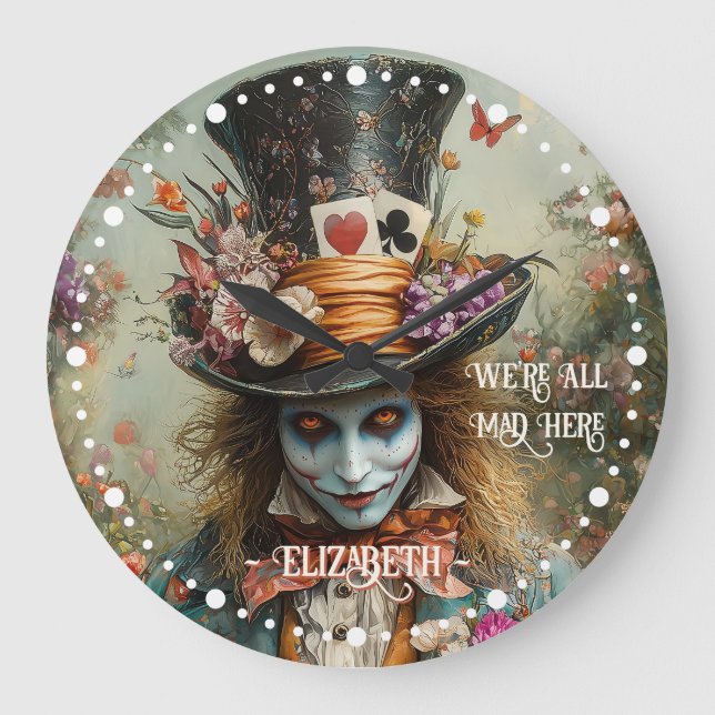 Alice in Wonderland Mad Hatter Tea Party Large Clock (Front)