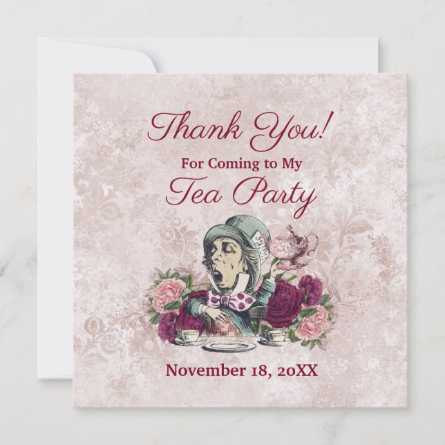 Alice in Wonderland Mad Hatter Tea Party Thank You (Front)