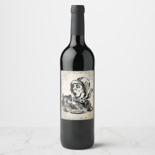 Alice in Wonderland Mad Hatter Wine Bottle Label