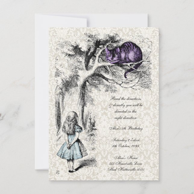 Alice in Wonderland Mad Hatters Tea Party Birthday Invitation (Front)