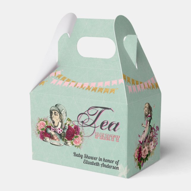 Alice In Wonderland Mad Hatters Tea Party Custom Favour Box (Front Side)